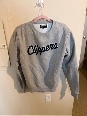 LA Clippers Crewneck Sweatshirt Mens M Gray Courtside Supply NBA Fleece Pullover
